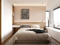 Ensemble de meubles de chambre à coucher modernes et minimalistes confortables avec lit, armoire, tables de chevet et commode pour une décoration intérieure contemporaine