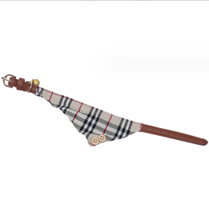 Ajustable pequeño cachorro hebilla de Metal algodón cuerda de tracción gato pajarita Inglaterra <span class=keywords><strong>Plaid</strong></span> Reino Unido cuero perro Bandana <span class=keywords><strong>Collar</strong></span> y correa conjunto - Product Image 4