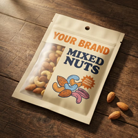 Sachet Doypack Personnalisé avec Logo, Fenêtre, Qualité Alimentaire, Mat, Scellé sur Trois Côtés, en PET/PE, pour Emballage de Noix Mélangées, Fruits Secs et Snacks – Vente en Gros