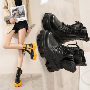 Bottes à lacets pour femmes, nouvelle collection automne-hiver <span class=keywords><strong>2021</strong></span>, à semelle épaisse compensée, grande taille, style 'sponge cake', avec poches - Product Image 3