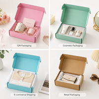 Cajas de cartón corrugado impresas personalizadas con MOQ bajo, cajas de envío plegables ecológicas para embalaje aséptico de boutiques de venta en línea.