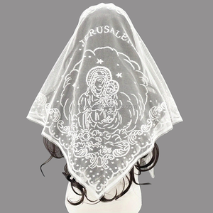 Femmes Blanc Polyester Long Chrétien <span class=keywords><strong>Espagnol</strong></span> <span class=keywords><strong>Mantille</strong></span> Catholique Voile Chapelle Masse Châle Tête Couverture pour Église - Product Image 1