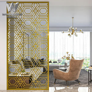 Paravent de séparation de pièce en métal découpé au laser, design moderne et luxueux en or, personnalisé pour les halls de casino, les terminaux, les banquets et les hôtels - Product Image 6