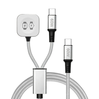 Cable USB C 2 en 1 con Logotipo OEM, Carga Rápida de 60W para Macbook, Compatible con Samsung Watch y Apple