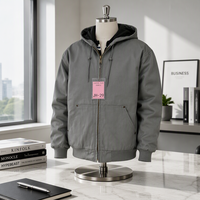 Veste de travail d'hiver à capuche, style basique, en toile de canard, isolée, avec logo personnalisé, motif écossais, grandes tailles, pour vêtements de travail OEM