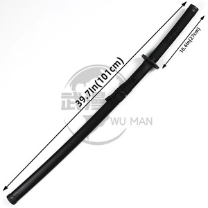 Katana Giapponese Nera Non Affilata in Legno per Allenamento <span class=keywords><strong>Samurai</strong></span> con Fodero Saya Nero Abbinato - Product Image 5