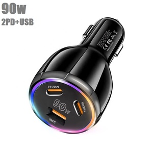 All'ingrosso doppio USB C caricabatteria per auto PD <span class=keywords><strong>ricarica</strong></span> rapida accendisigari 3 porte 90W QC3.0 tipo C Usb un caricatore per auto adattatore per cellulare - Product Image 1
