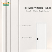 Porte intérieure moderne en MDF peint blanc, rainurée verticalement, insonorisée, sur mesure pour chambre, hôtel, appartement