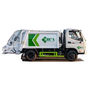 Truk pemadat sampah 5m3 penggerak tangan kanan 4X2 FOTON efisien tinggi untuk pengambilan dan transportasi limbah