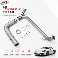 Tuyau de descente brossé KM SS304 pour Porsche 718 S 2.5T 2018, collecteur avant à haut débit avec bouclier thermique et soudures dorées à motif perlé