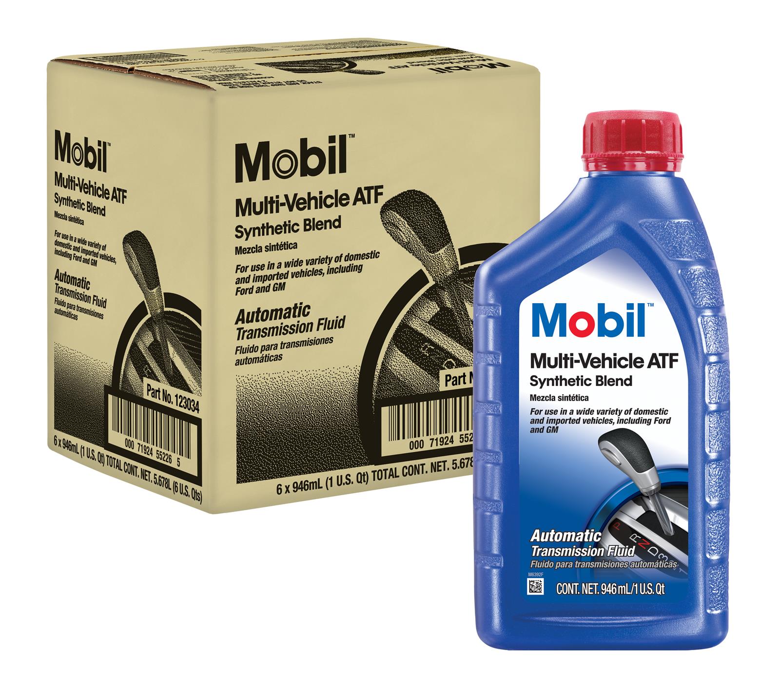Mobil ATF Multi Vehicle Automatic Transmission Fluid Synthetic Blend 0.946 Liter 6 Bottles/Quart US Origin 2 lb Auto Parts Image 3