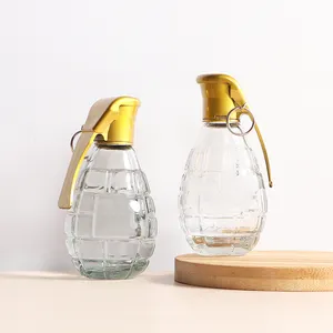 Botellas de licor de vidrio con forma de Granada, transparente, diseño único, para whisky y vino