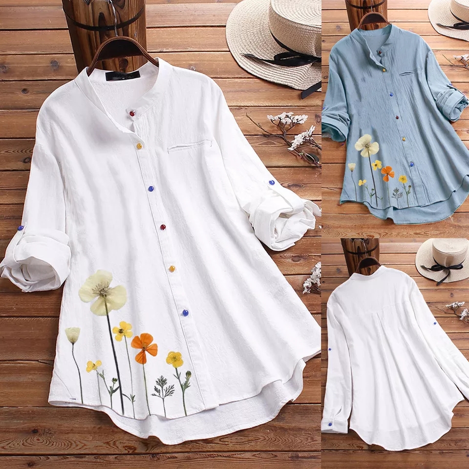 トップス YILON MADE Joli flower blouse WHITE Shop Our Women's Blouse Collection with Vintage Flower Prints