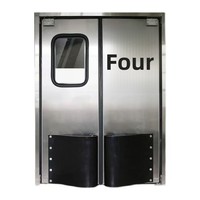 Puerta Doble Abatible Personalizable de Acero Inoxidable 304 con Cierre Automático, Anticolisión, Resistente a Impactos de PE y PVC