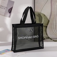Sac fourre-tout en nylon à mailles larges personnalisé, réutilisable, pour la plage ou le shopping, avec design en filet respirant