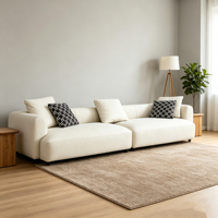 Canapé en cuir véritable avec rembourrage en éponge, design moderne pour un environnement de vie paisible et confortable pour toute la famille