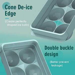 Moules et plateaux à glaçons en silicone grand format, résistants au congélateur, faciles à remplir et à démouler, pour whisky/bourbon/cocktails (1,9 po x 6 boules - Bleu, lot de 2) - Product Image 5
