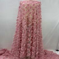 Tissu en dentelle à pampilles 3D, maille brodée de perles et de sequins, pour robe de mariée, accessoires de costume de performance, respirant et extensible