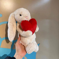 Peluche Super Douce Bonnie Rabbit Cœur Rouge avec Rembourrage en Coton PP, Cadeau Saint-Valentin, Anti-Stress