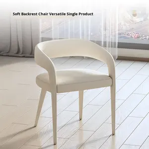 Silla de Comedor de Madera Blanca Pura, Diseño Moderno, Ligero <span class=keywords><strong>y</strong></span> Minimalista, con Cojines Suaves <span class=keywords><strong>y</strong></span> Reposabrazos, para Apartamentos Pequeños, <span class=keywords><strong>Muebles</strong></span> para el Hogar - Product Image 3