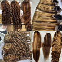 Perruque bouclée Pixie couleur mèches, densité 250, en cheveux humains, sans colle, avec dentelle frontale HD complète 13x6, en cheveux humains vierges