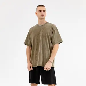 Magliette lavate da uomo con spalla scesa di sicurezza ad alta visibilità stampate in rete di nuovo Design magliette vintage oversize
