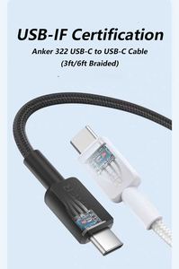 Cable Anker 322 USB-C a USB-C de Carga Máxima 60W, Trenzado de 3 pies, Compatible con Teléfonos, Tabletas y Laptops USB-C - Product Image 4