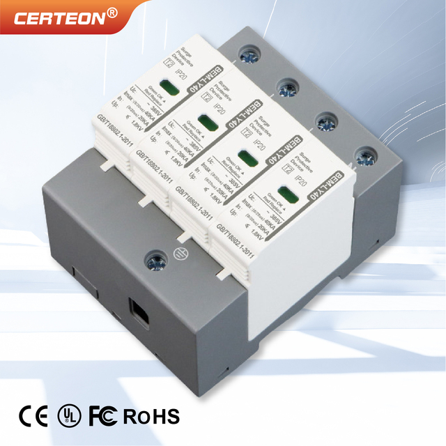 Type 1+2 Surge Protective Device SPD DIN Rail AC 220V 380V Lightning Arrester 2P 3P 4P 20kA 40kA 60kA 100kA