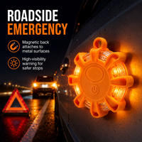 Lampe de sécurité routière à LED HB-327 alimentée par batterie, 8 LED, matériau PC, protection IP44, fixation magnétique, non réfléchissante, avertissement routier