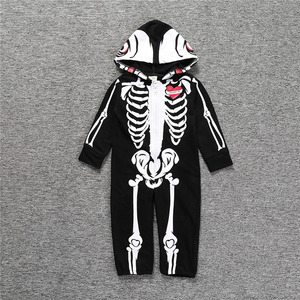 Combinaison-salopette à capuche pour bébé et tout-petit, motif <span class=keywords><strong>squelette</strong></span> mignon, avec fermeture éclair, pour Purim et Halloween - Product Image 1