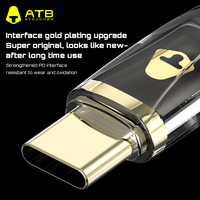 Câble de transfert de données de charge câble de données de téléphone portable câble de données de téléphone portable plaqué or transparent (1.2M)