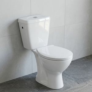 Economy Two Piece WC Ceramic Water Closet Dual Flush UF Soft Close Seat <b>Back</b> To Wall Toilet - Product Image 3