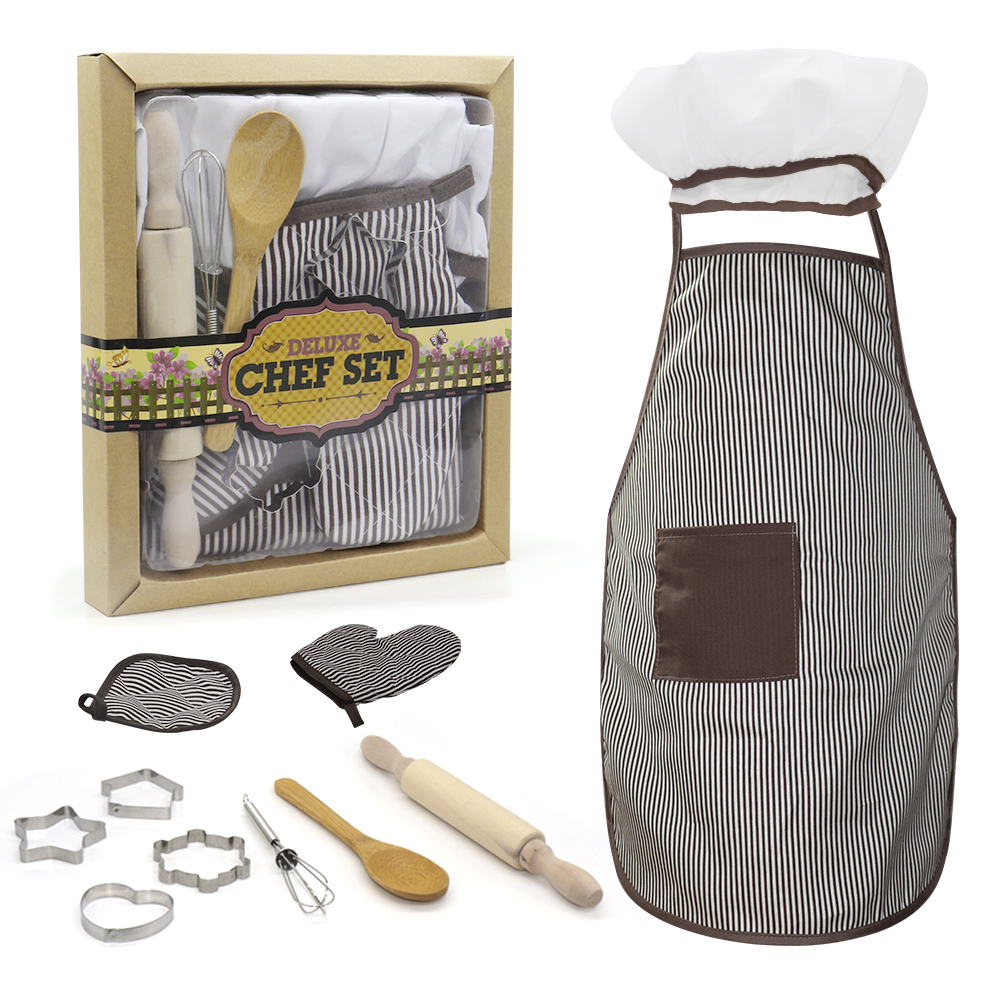 Набор детских кухонных фартуков для готовки и выпечки, наборы для приготовления пищи и торта, игрушка для ролевых игр, фартук для шеф-повара, набор перчаток, деревянная ложка, набор для взбивания яиц
