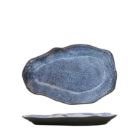 Plato Plano Abstracto Oyster Granilla Plate Lla Blue 23x15cm