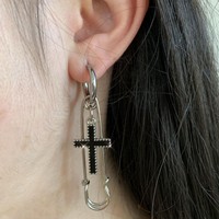 CLBX Comercio Exterior Transfronterizo, Pendientes de Clip con Diseño de Cruz de Amor, Estilo Irregular, Joyería Colgante, Fabricante Mayorista