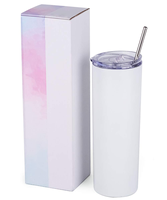 Tasse de voyage à fond plat avec couvercle, contenant isolé sous vide, Double couche, en acier inoxydable, 20oz, pour sublimation