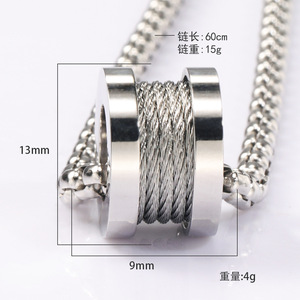 Les fabricants de sources fournissent la version coréenne d'un simple anneau en acier multicolore cylindrique en acier inoxydable pendentif mode tempérament ne - Product Image 4