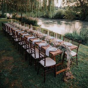 Prix bon marché Mobilier d'extérieur commercial Plateau en bois Restaurant Ferme Salle à manger Hôtel Banquet pliant en bois Table de mariage - Product Image 4