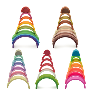 Pädagogische Kleinkinder Weiche Intellektuelle Entwicklung Bausteine Lernspielzeug Montessori Silikon Regenbogen Babyspielzeug - Product Image 2