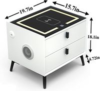 Meja malam pintar, tempat tidur Modern dengan stasiun pengisian nirkabel Port USB, dengan lampu LED 3 warna dan Speaker
