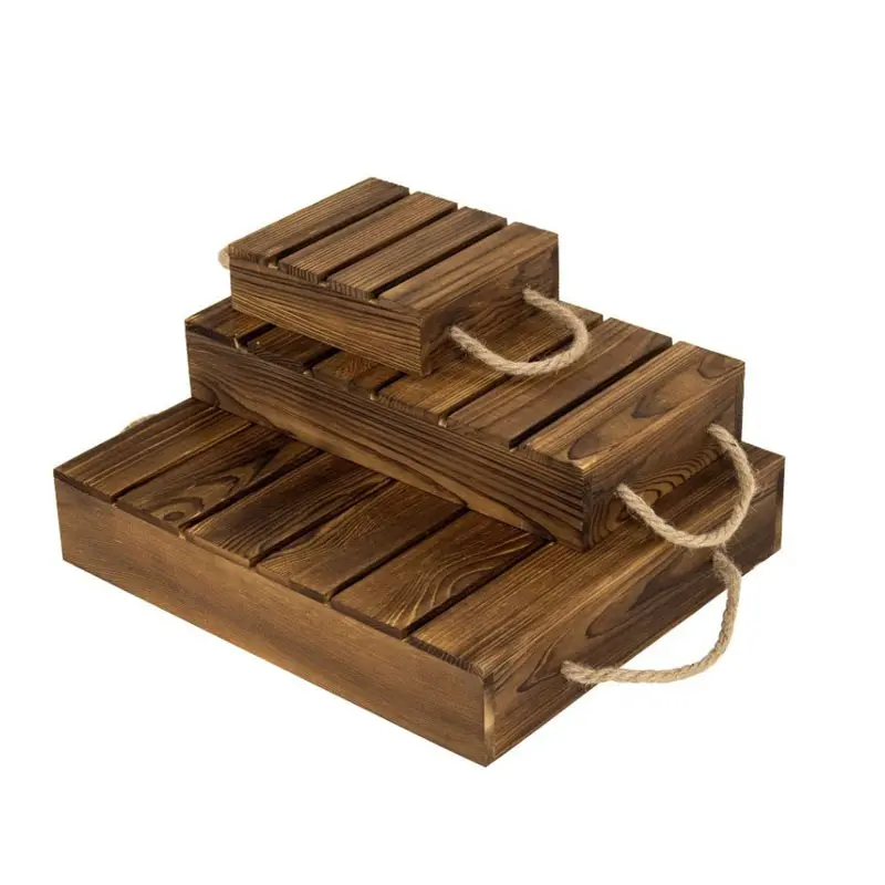 Simple Wooden Flower Plant Stand Tray for Home Decoration Wooden Cupcake Display Tray