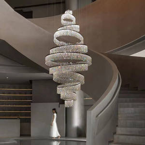 Décoration Luxueux Lustre en spirale suspendu escalier grand long anneau moderne k9 suspension en cristal - Product Image 2