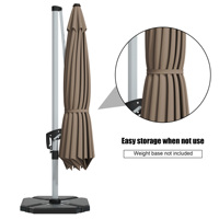 Lampu Taman Luar Ruangan Ovida Big Outdoor 10ft Ukuran Penuh, Mekanisme Tilt Offset Aluminium Alloy Manual, Lampu LED Tenaga Surya Warna Navy, Pengganti Lampu Patio