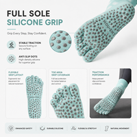 Chaussettes antidérapantes à cinq doigts personnalisées avec semelle en silicone pour yoga, pilates et barre, marque privée OEM, faible MOQ