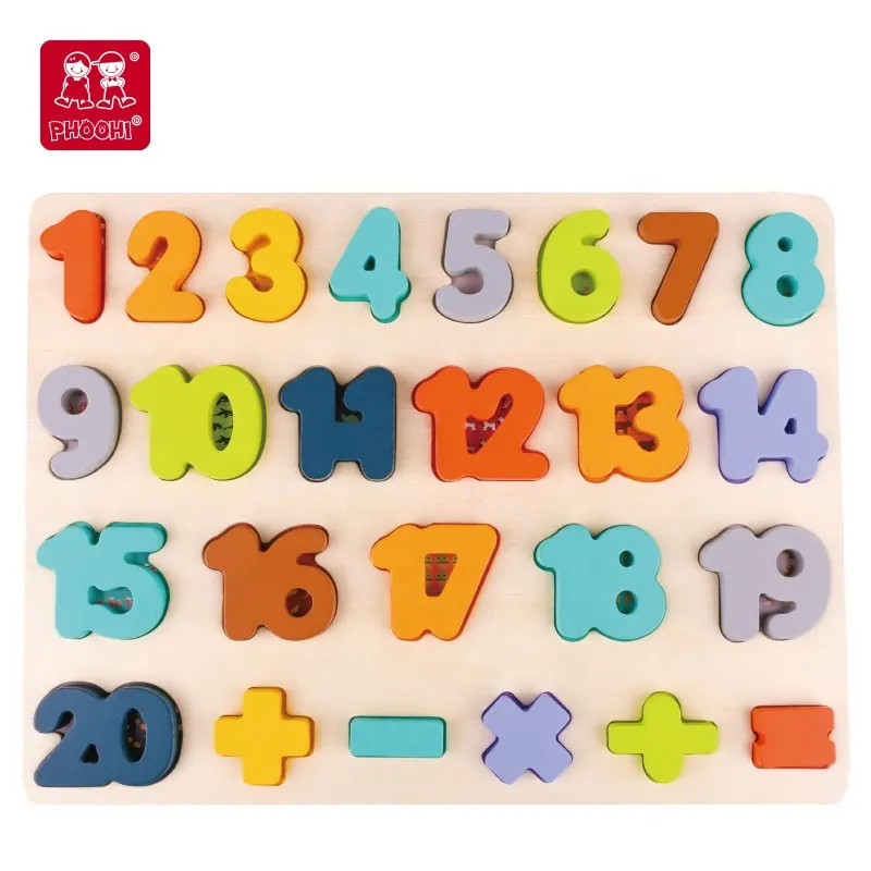 Hot sale custom kids chunky educational magnetic letter number 3d wooden puzzle
