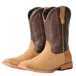 Botas Vaqueras de Cuero <span class=keywords><strong>IUV</strong></span> Personalizadas para Hombre, con Punta Cuadrada, Estilo Western, Duraderas, Clásicas y Bordadas - Product Image 1