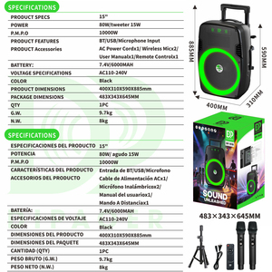 Altavoz Portátil DP-1519 Nuevo de 15 Pulgadas con Micrófono Inalámbrico RGB para Karaoke, Alta Potencia, KTV, Mini USB, AUX - Product Image 3