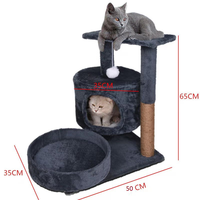 Arbre à chat multi-niveaux écologique, compact, avec griffoir en sisal, perchoir en peluche, boule suspendue, meuble pour animaux en MDF