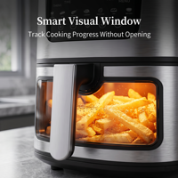 Friteuse à air électrique 7L avec 8 programmes prédéfinis, contrôle tactile numérique, réglage du temps et de la température, fenêtre de cuisson visuelle, revêtement antiadhésif, nettoyage facile