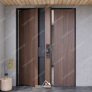 Porta d'Ingresso in Legno Massiccio con Design Asimmetrico a <span class=keywords><strong>Doppia</strong></span> <span class=keywords><strong>Anta</strong></span> e Vetrate Laterali, Ultimo Modello 2025 - Product Image 4